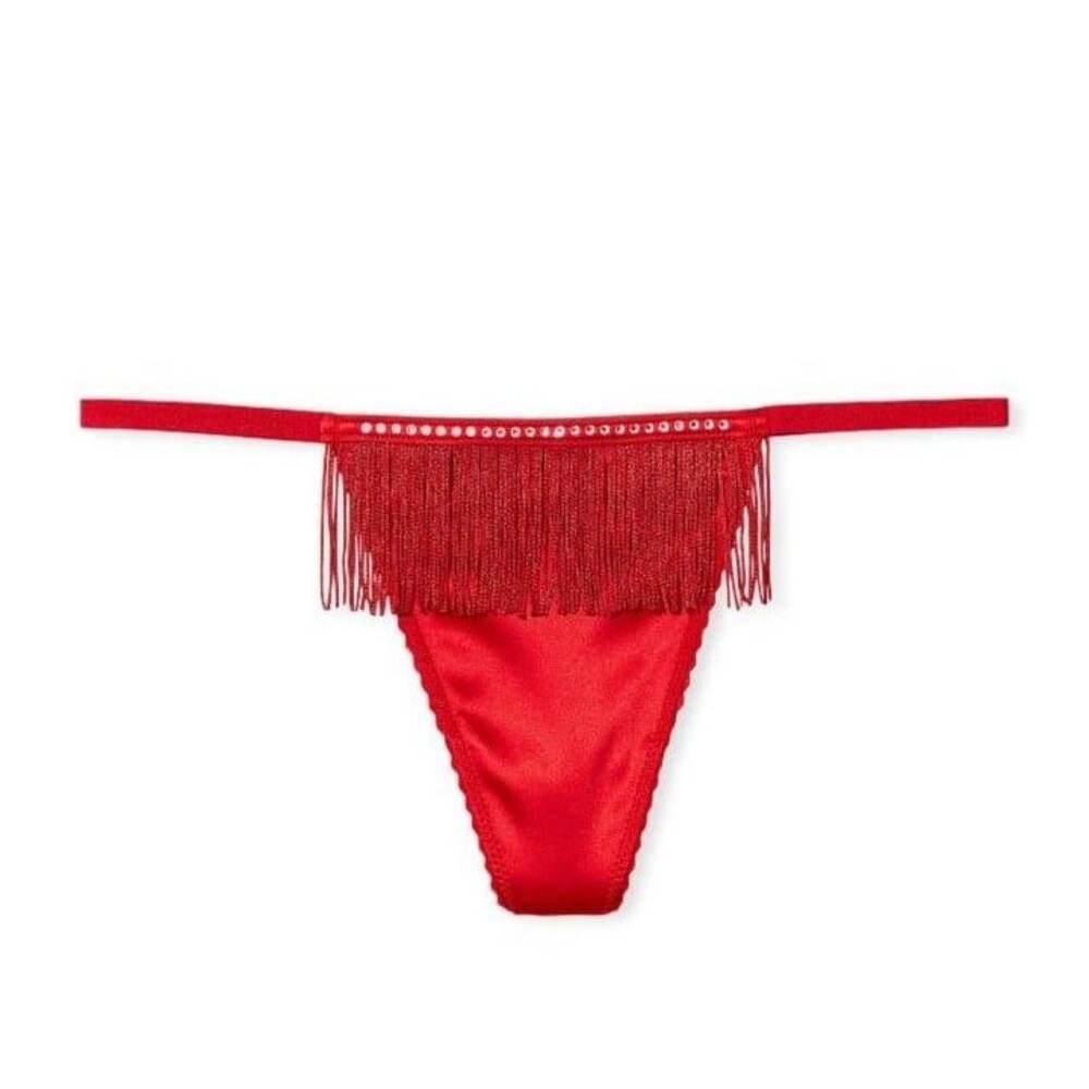 Victorias secret panty thong v string fringe red